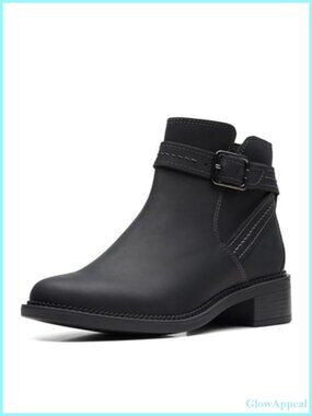 Suede Ankle Boots with Buckle Strap and Zip Closure
